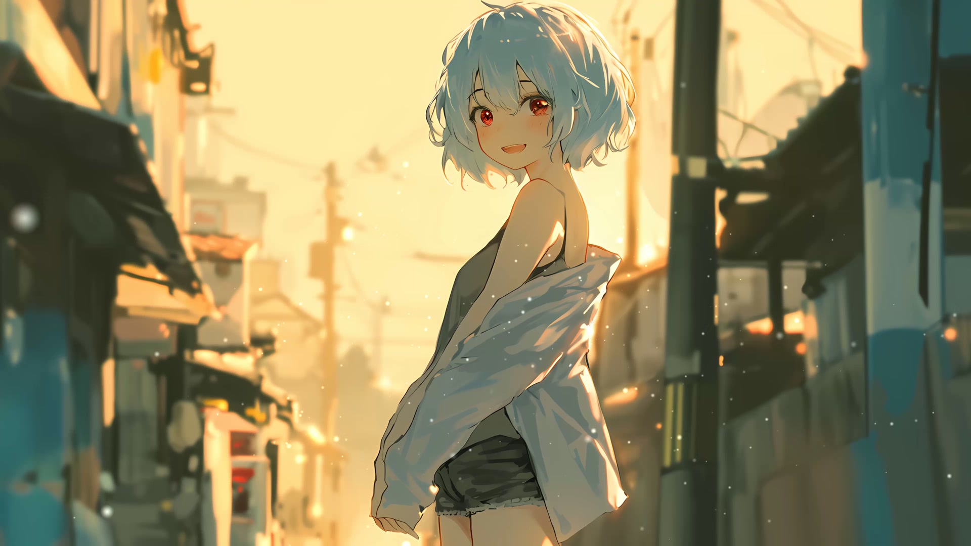 夕阳下的少女