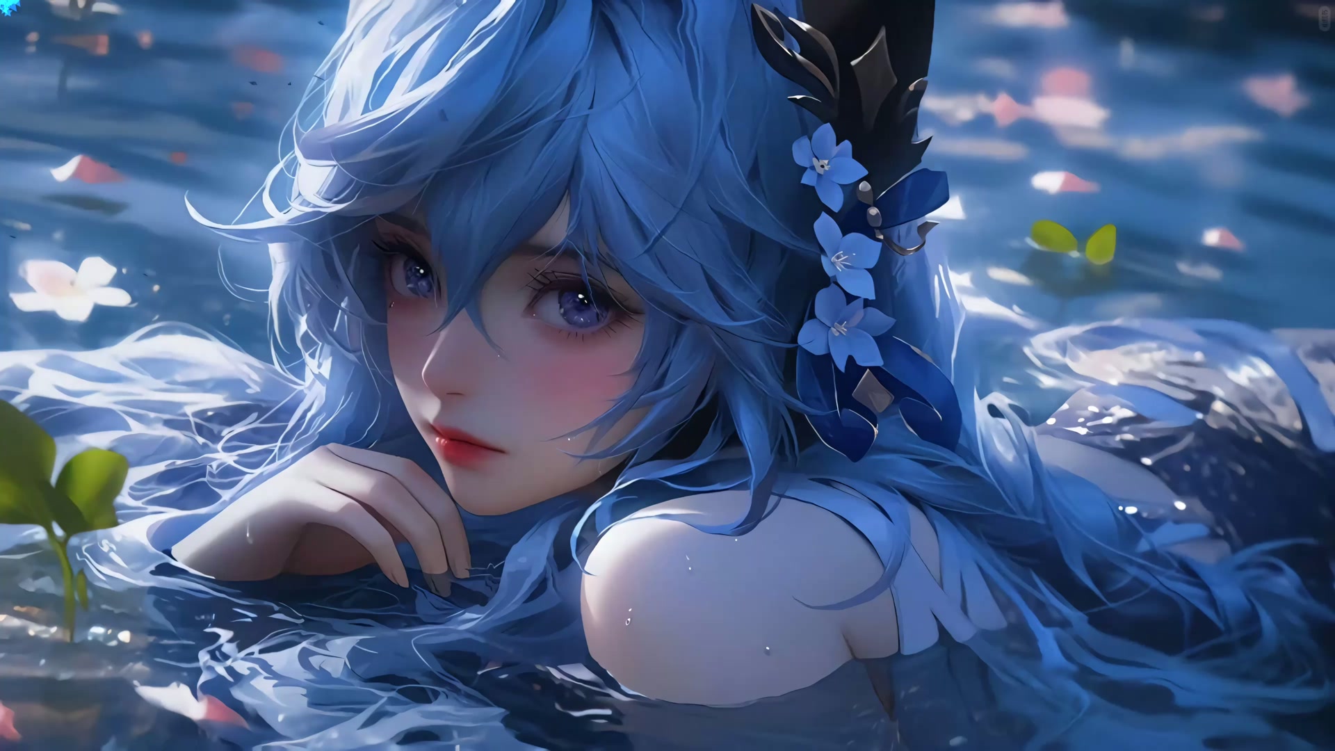 水中蓝色少女