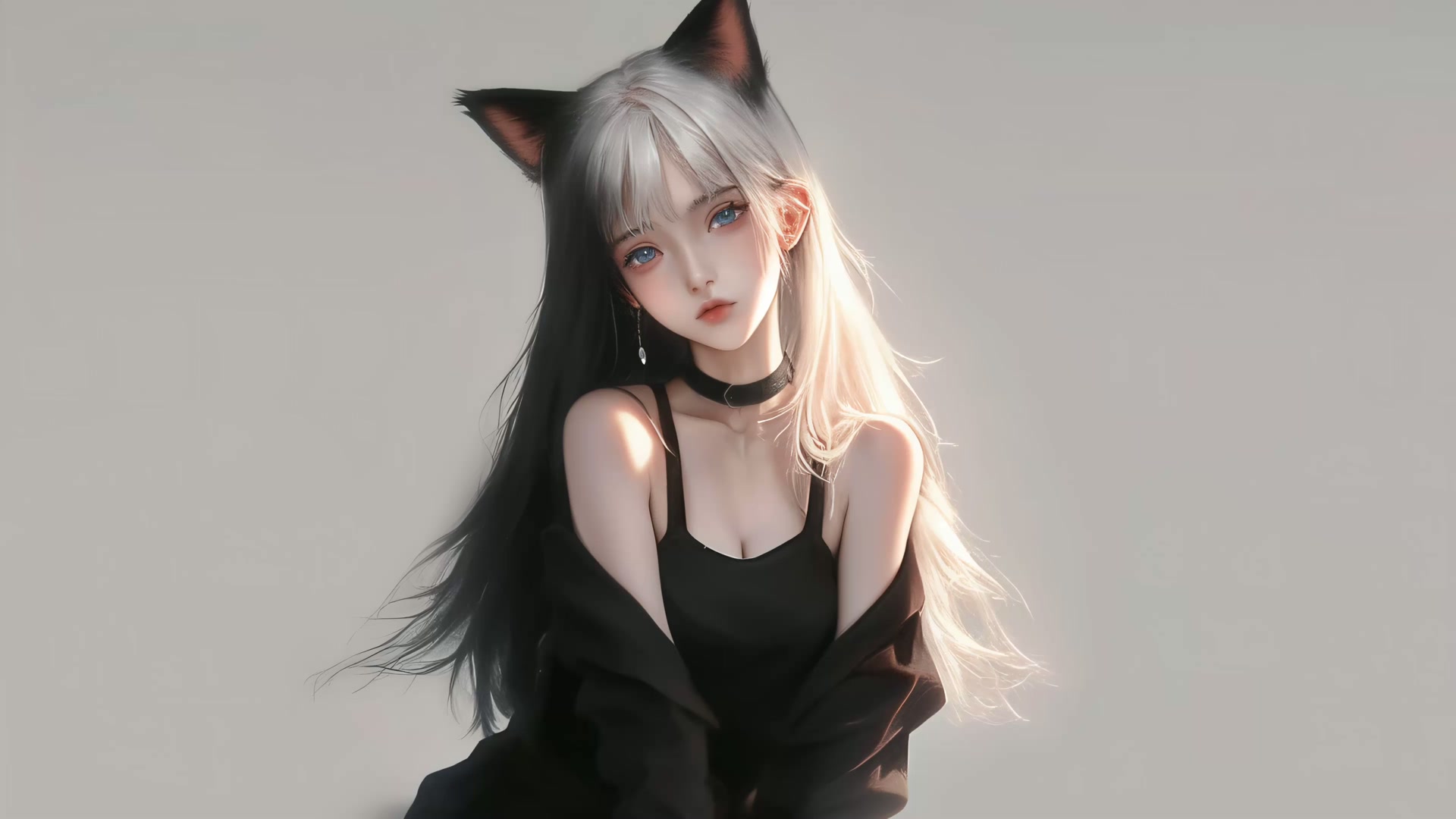 黑白猫耳少女