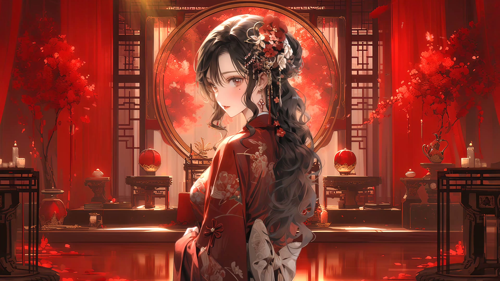 古风红衣少女