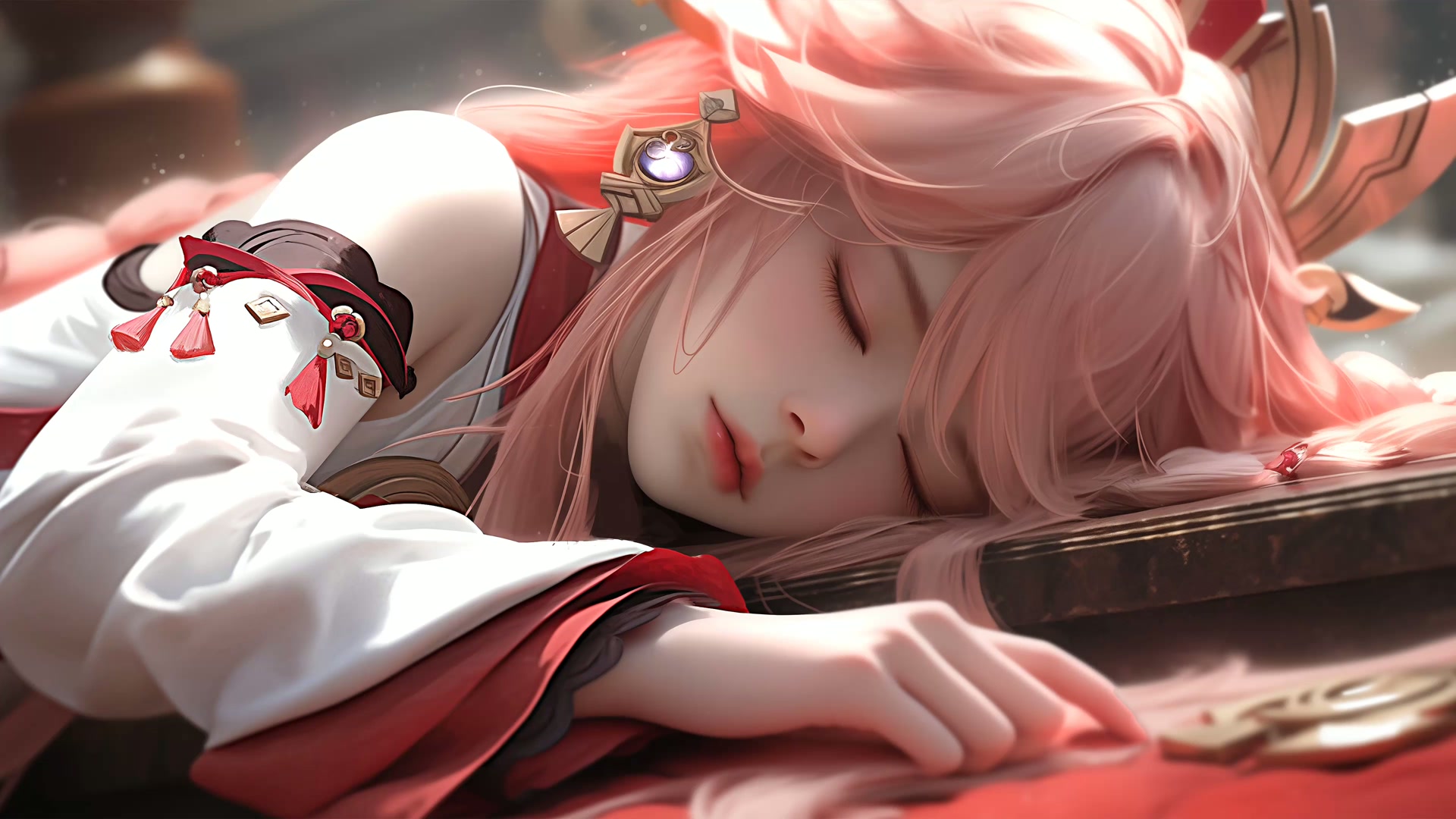 粉色少女安睡