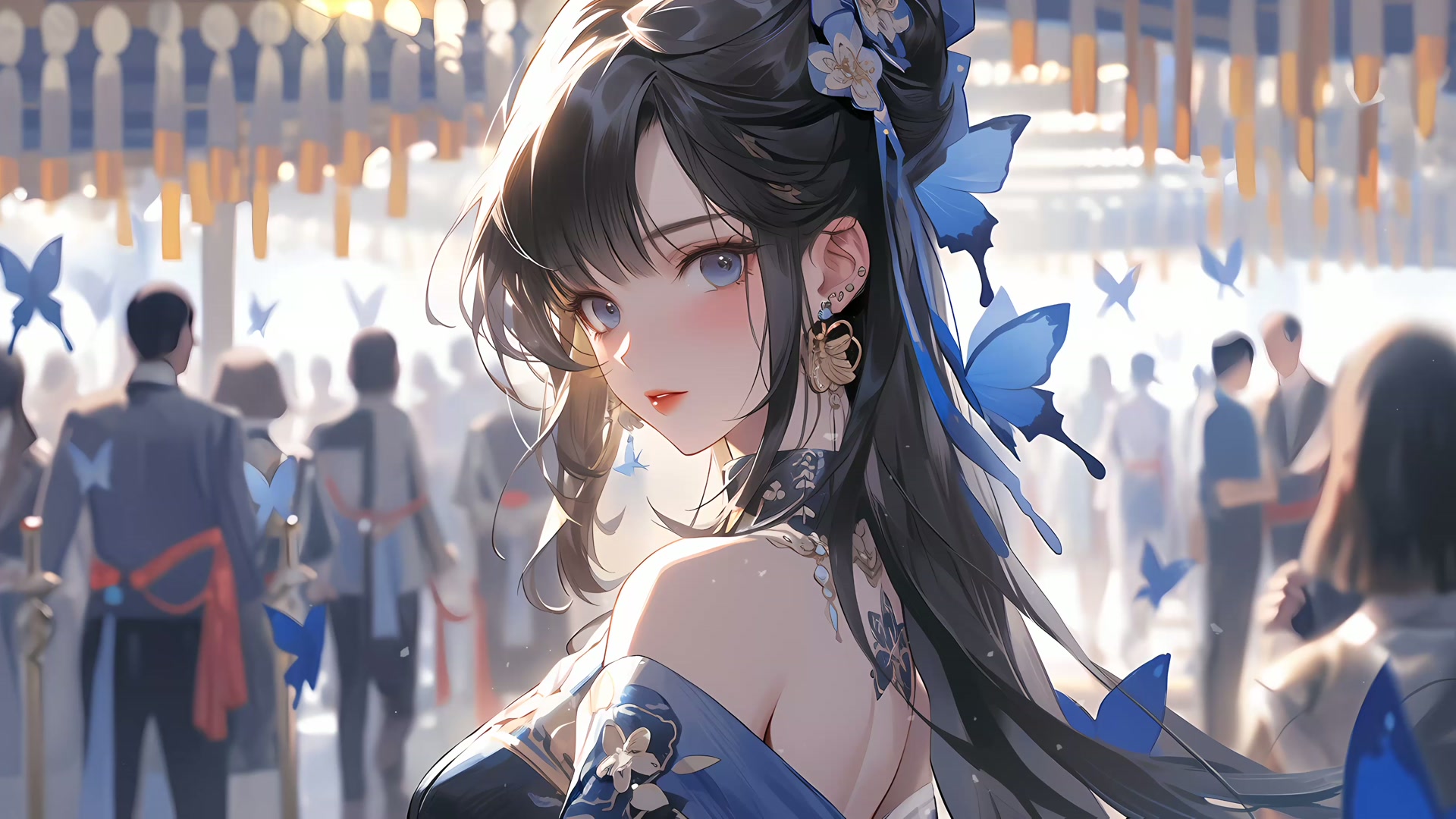 蓝衣古风少女