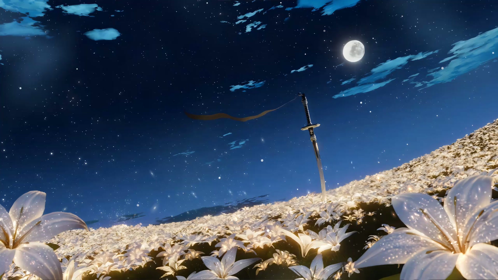 剑插花丛月夜