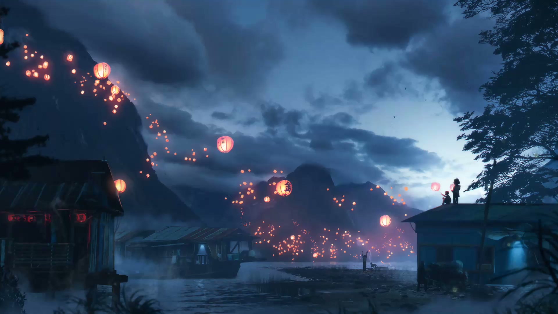 孔明灯升夜空