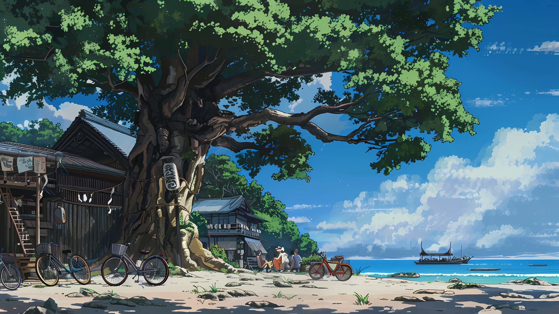 海边大树小屋