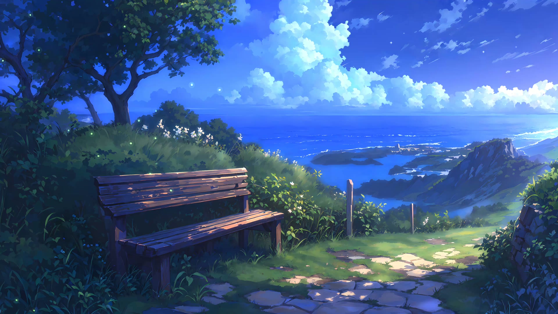海边长椅静景