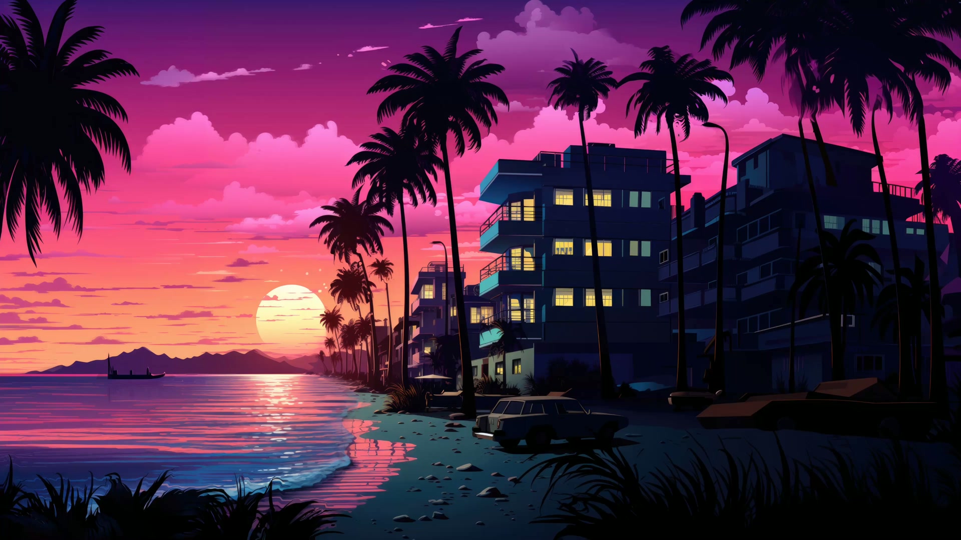 紫霞夕阳海岸