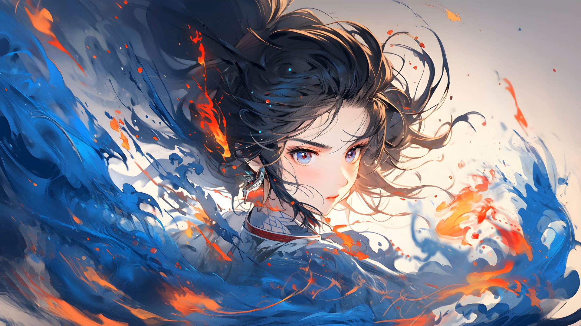 水墨烈焰少女