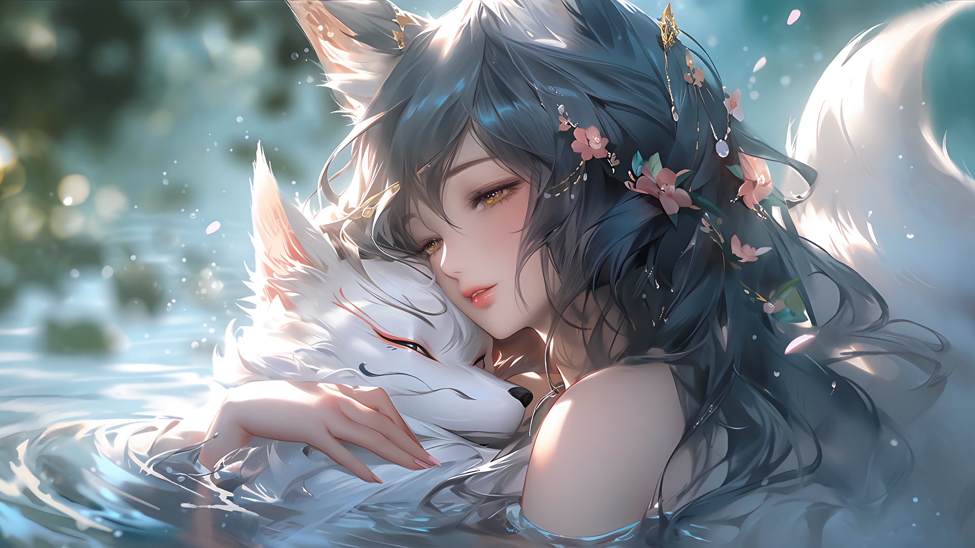 狐耳少女戏水