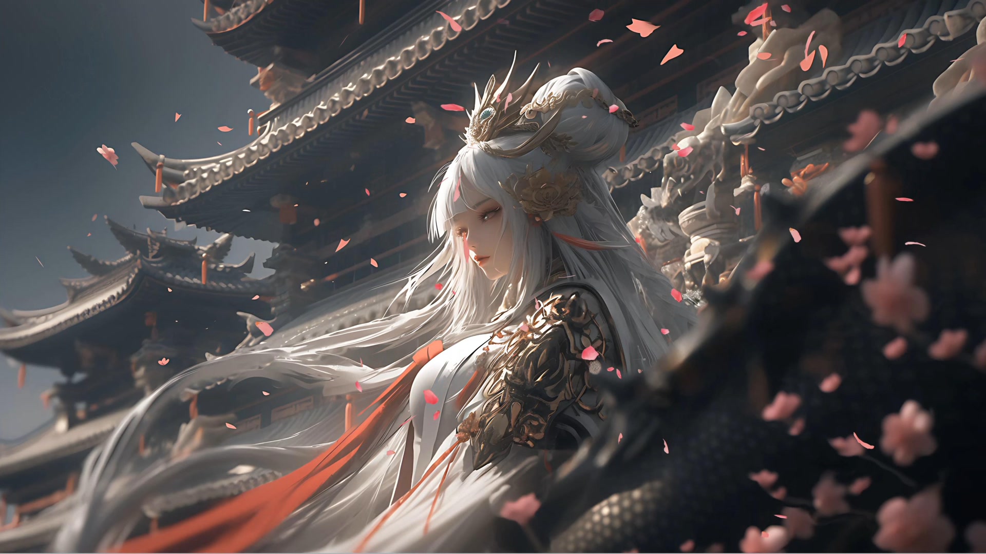 白发落樱美人