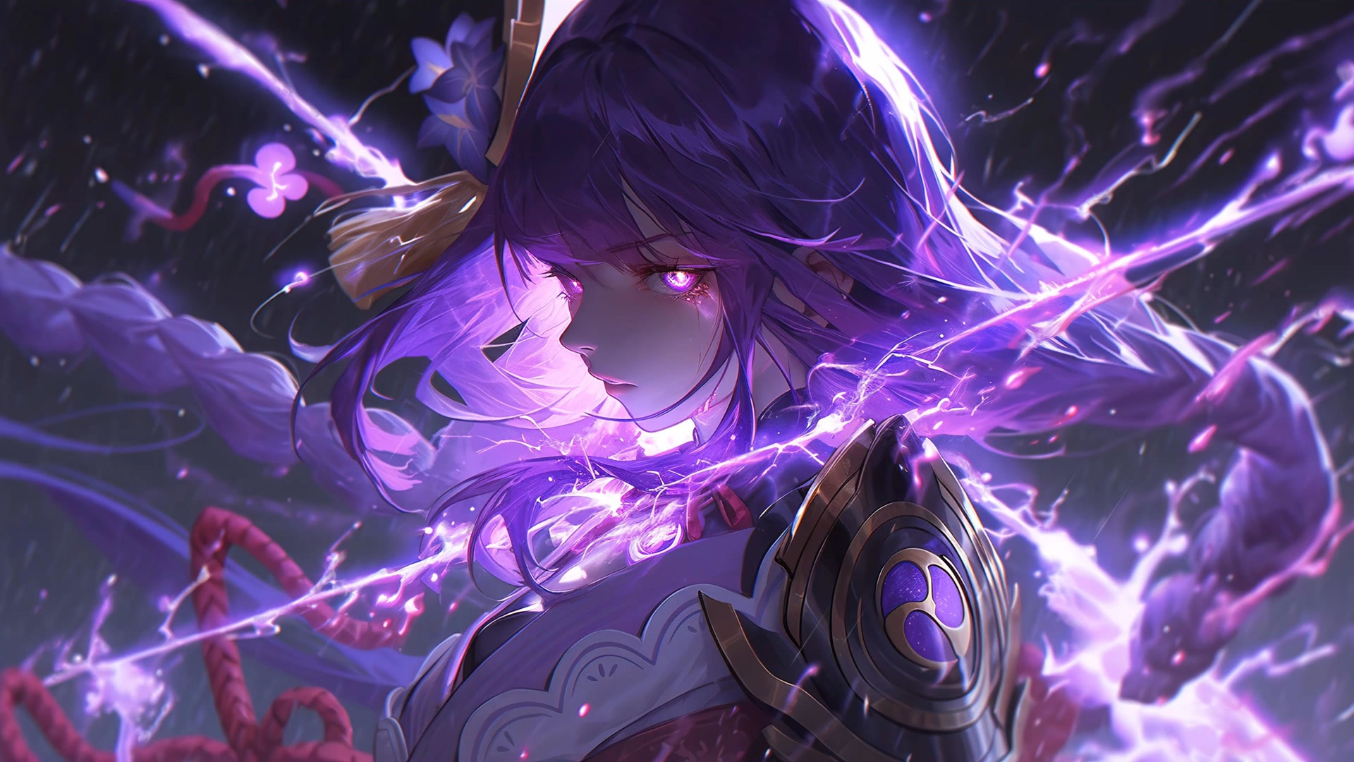紫电萦绕少女