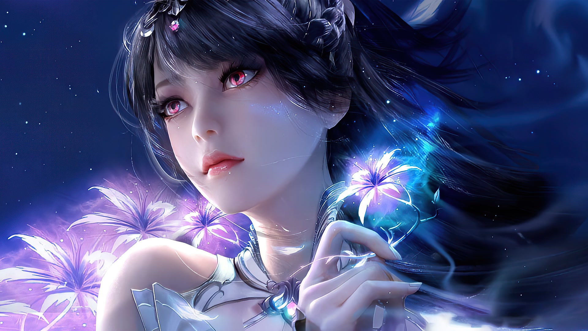 紫花红瞳少女