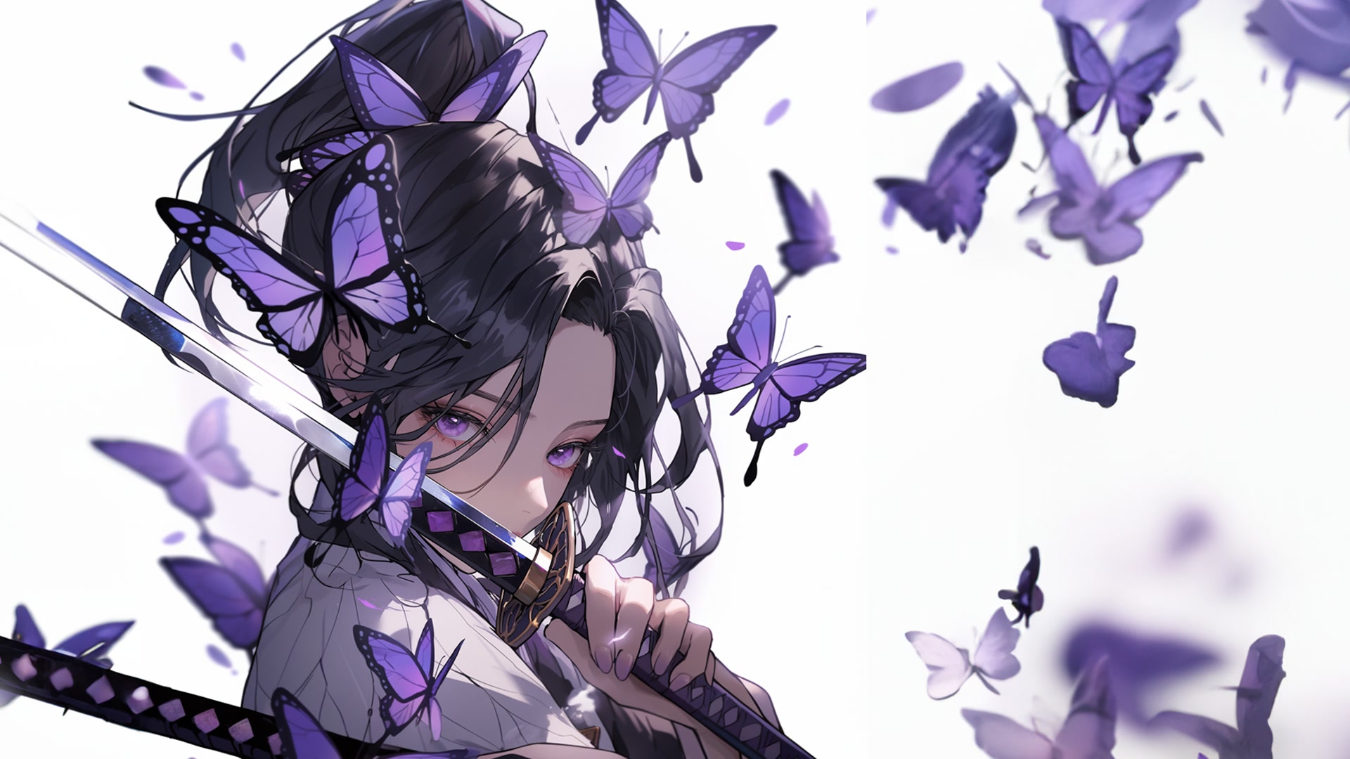 紫蝶绕剑少女