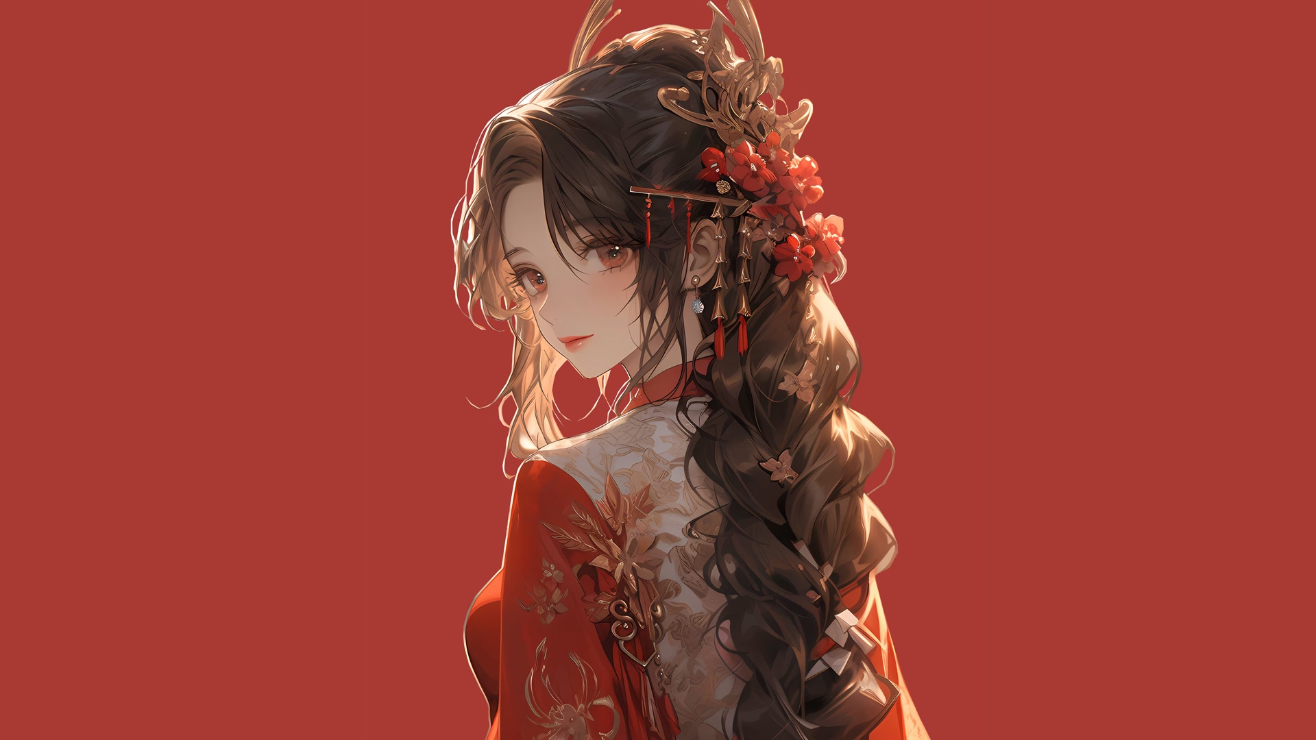 红衣古风美人