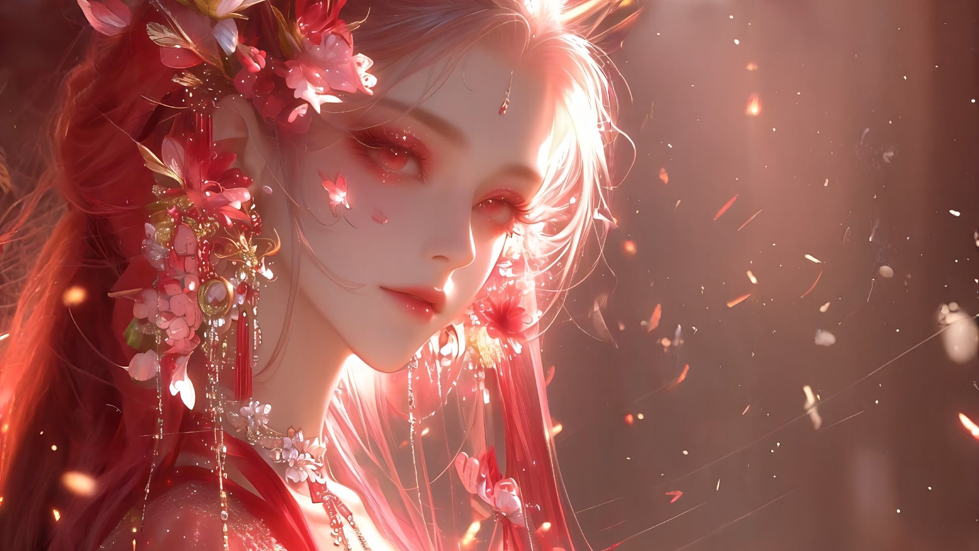 花间红衣美人