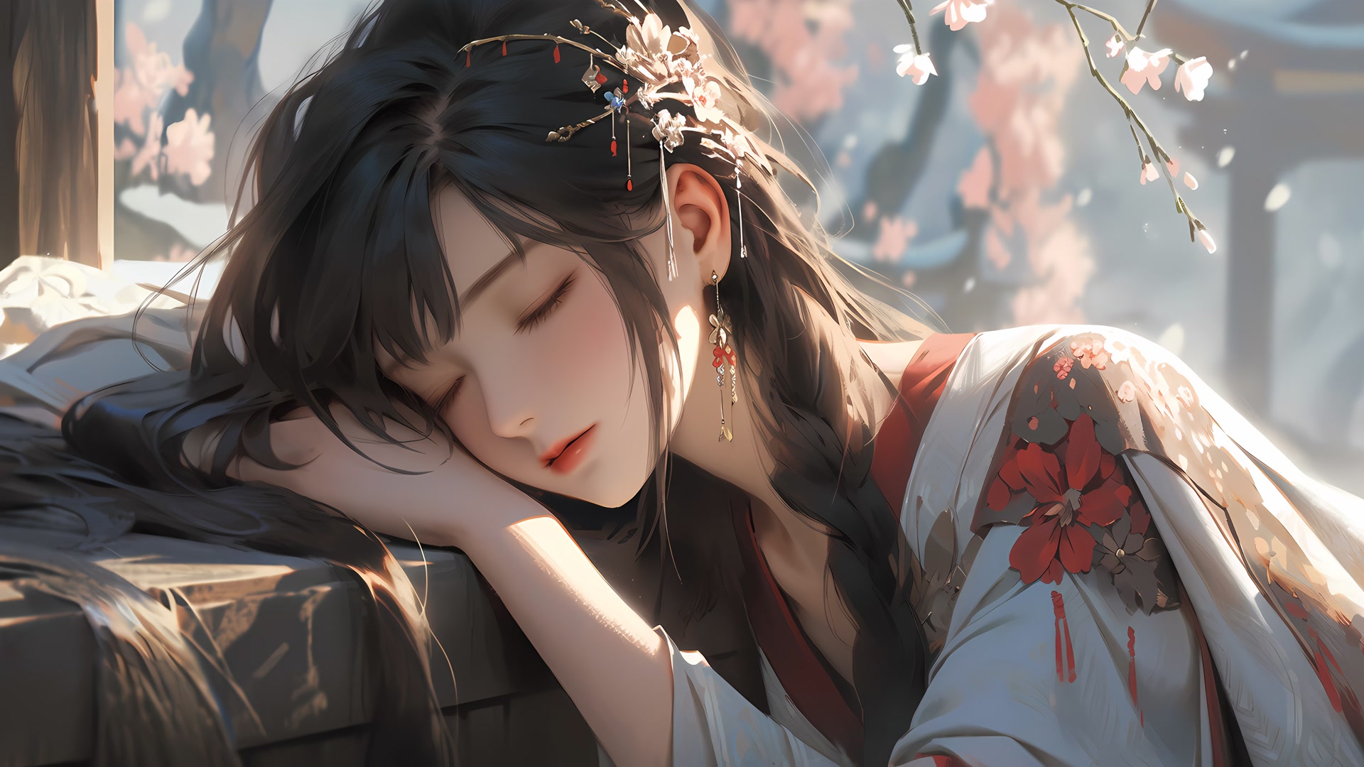 花间美人春睡