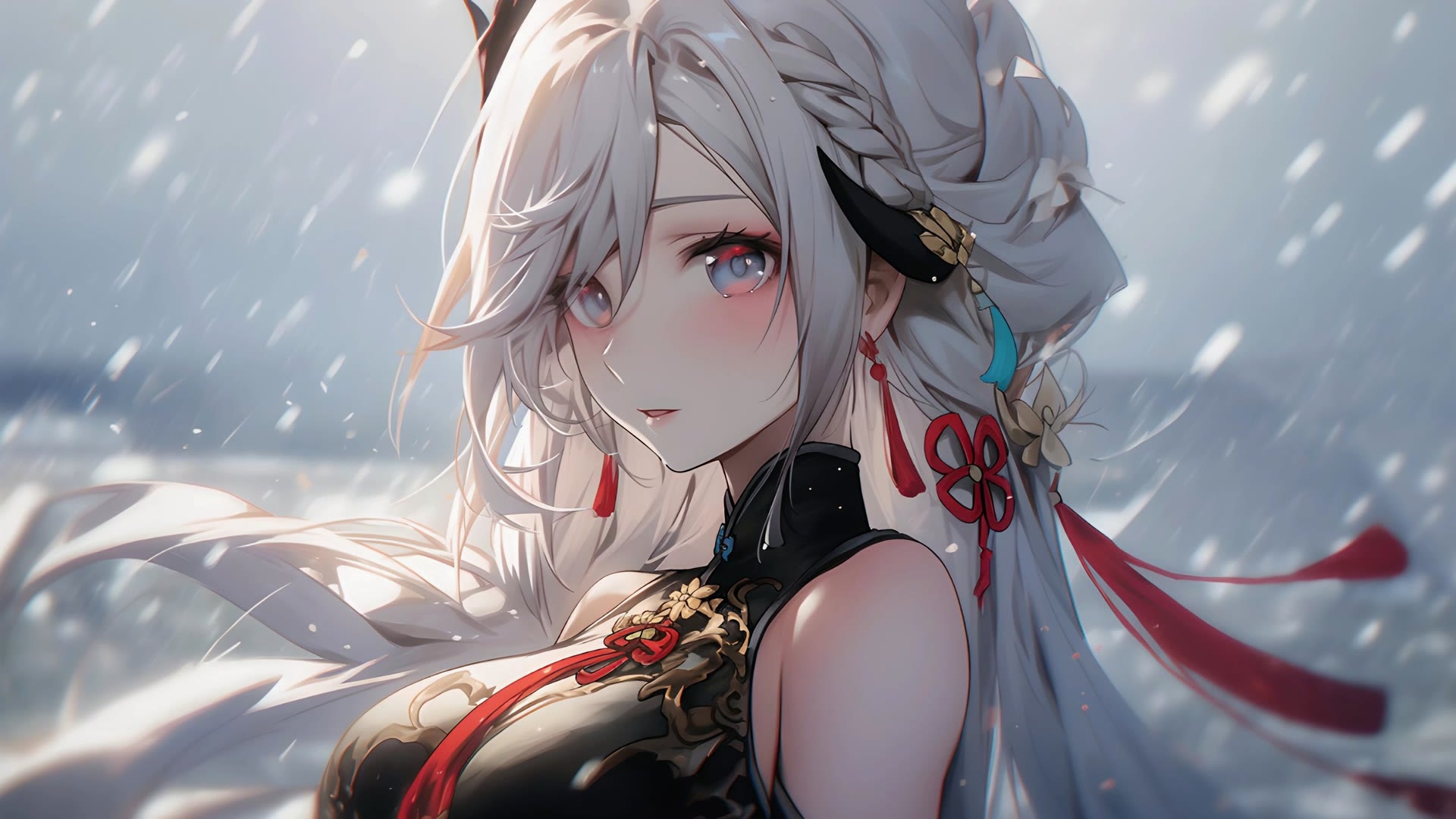 雪中白发少女