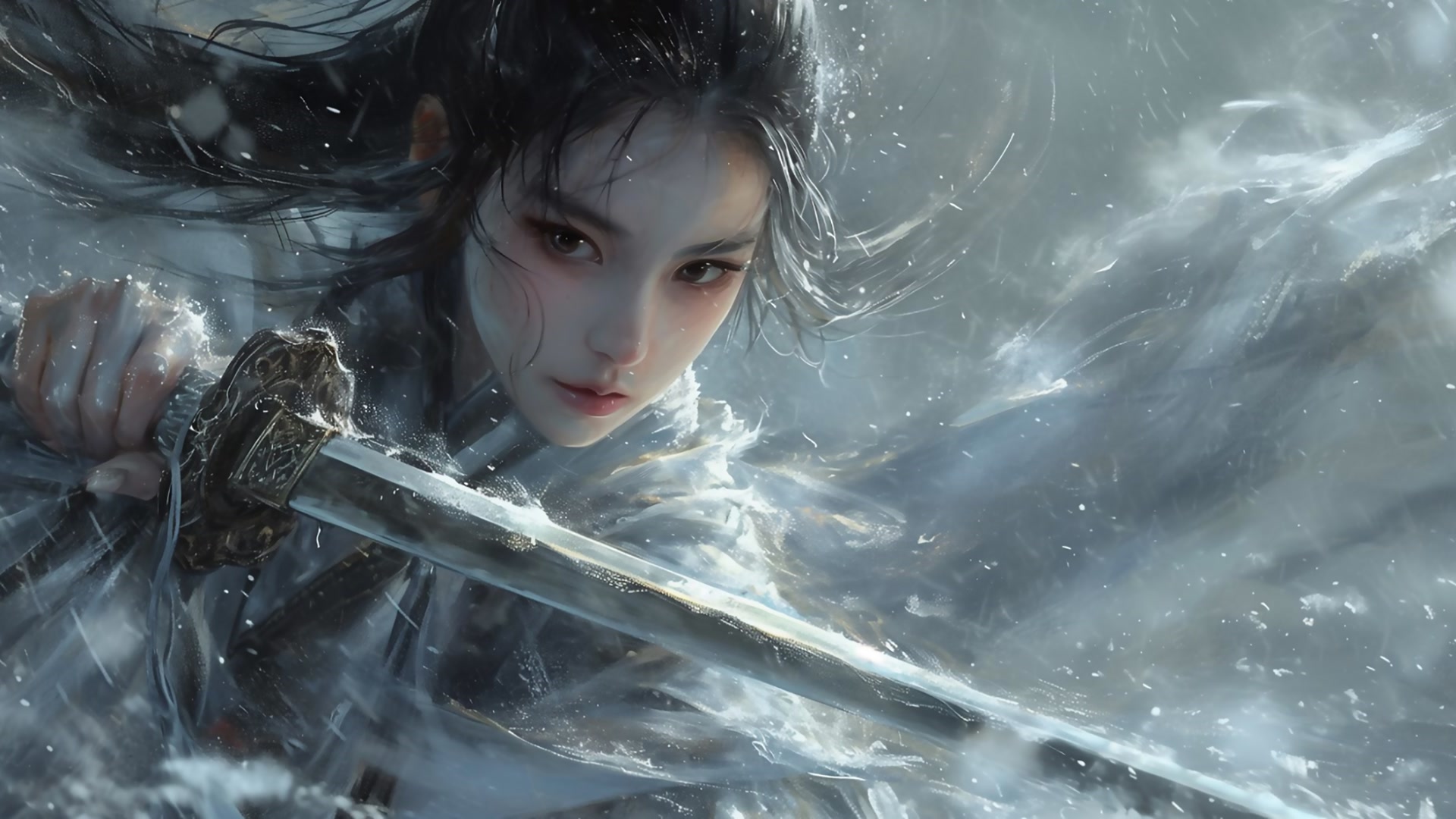 风雪侠女执剑