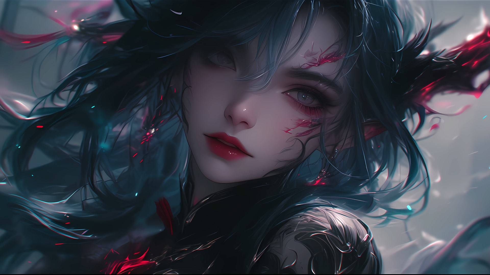 黑发红纹少女