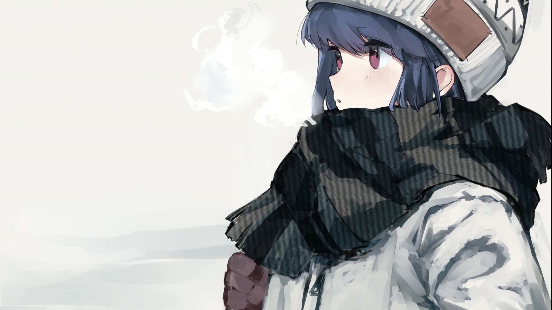 冬装蓝发少女