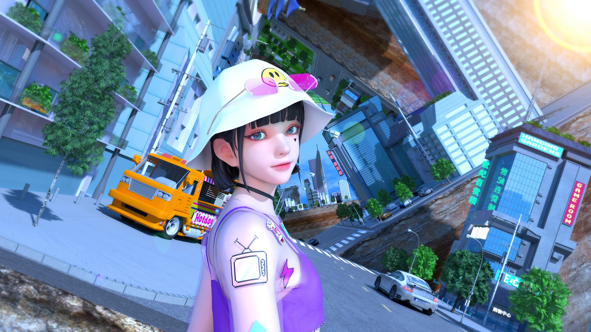 动漫少女街景