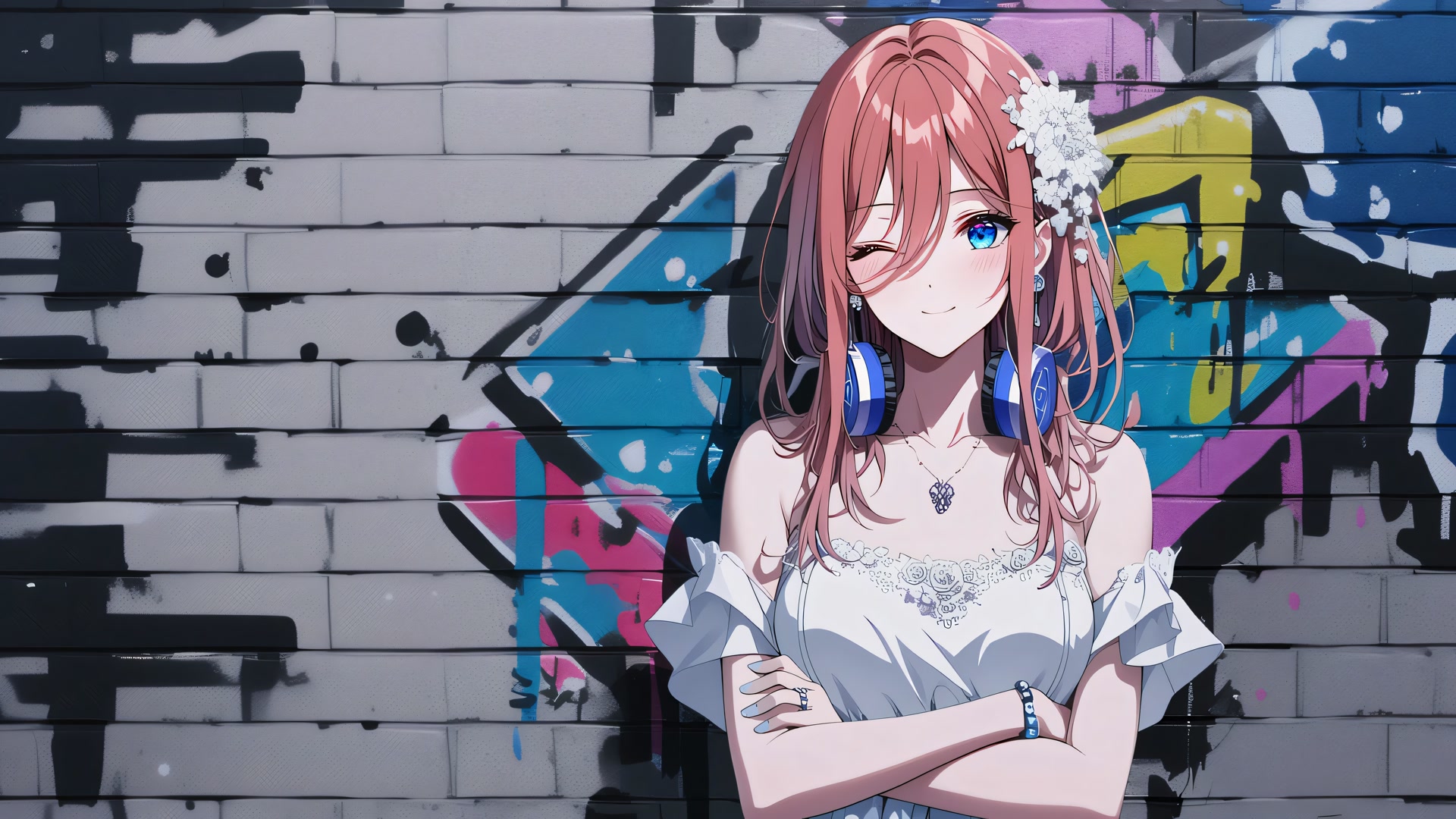 戴耳机的少女