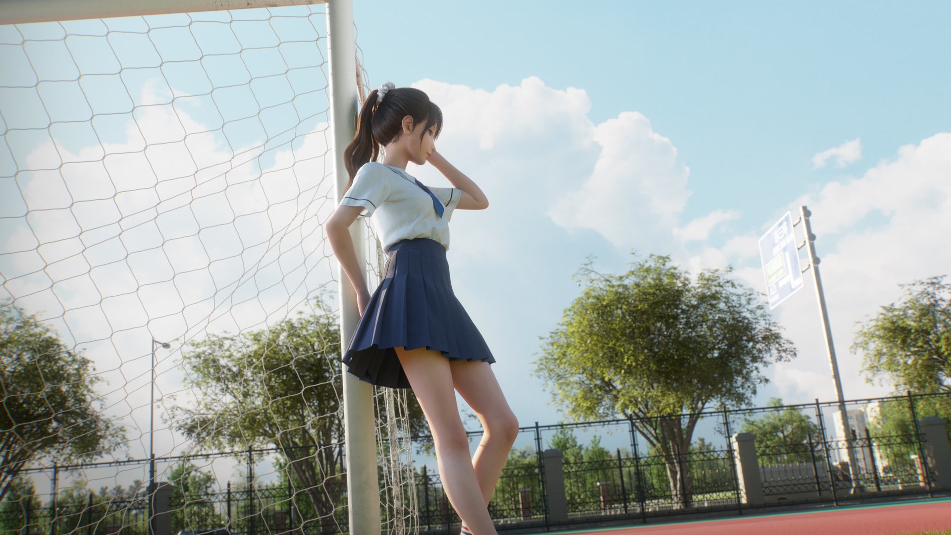 操场边的少女