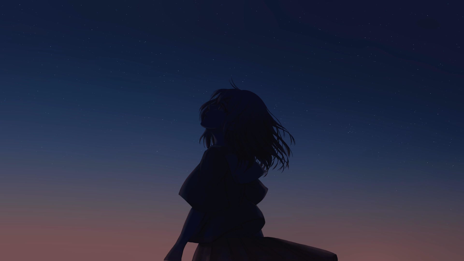 星空下的少女