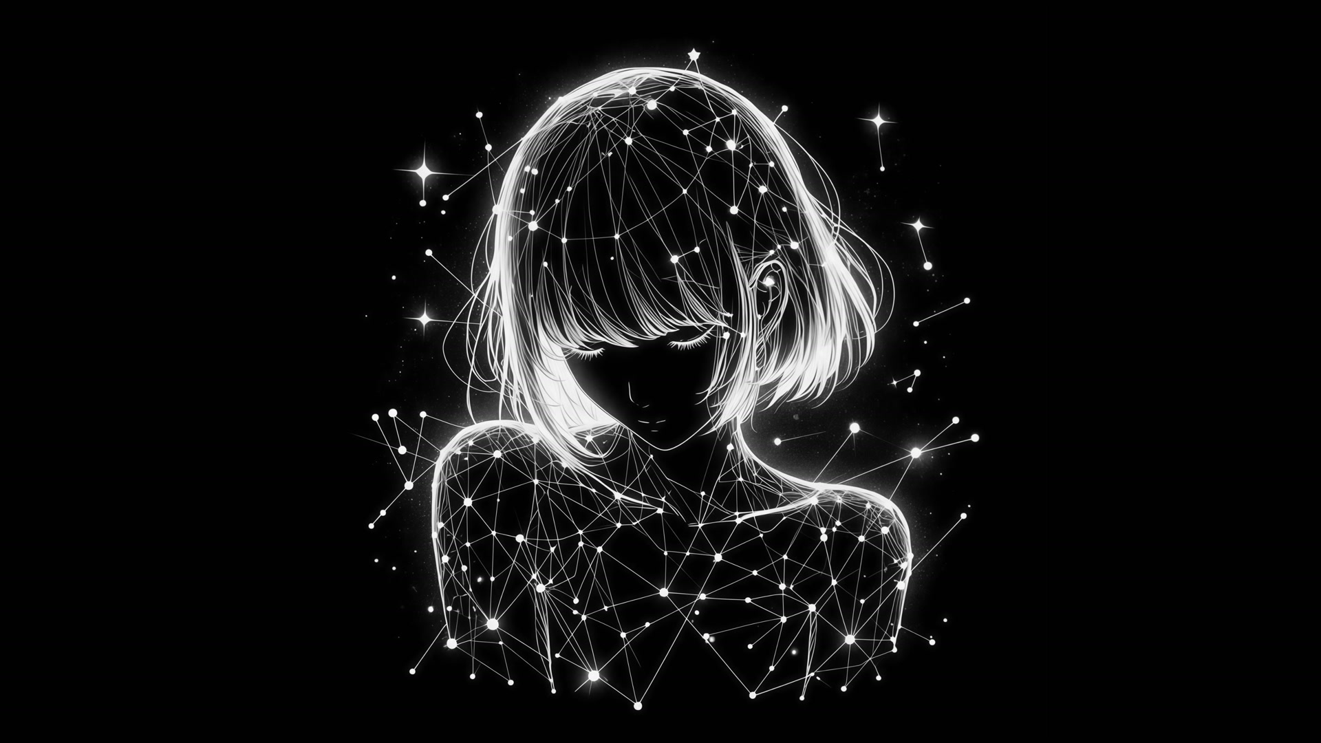 星网少女剪影