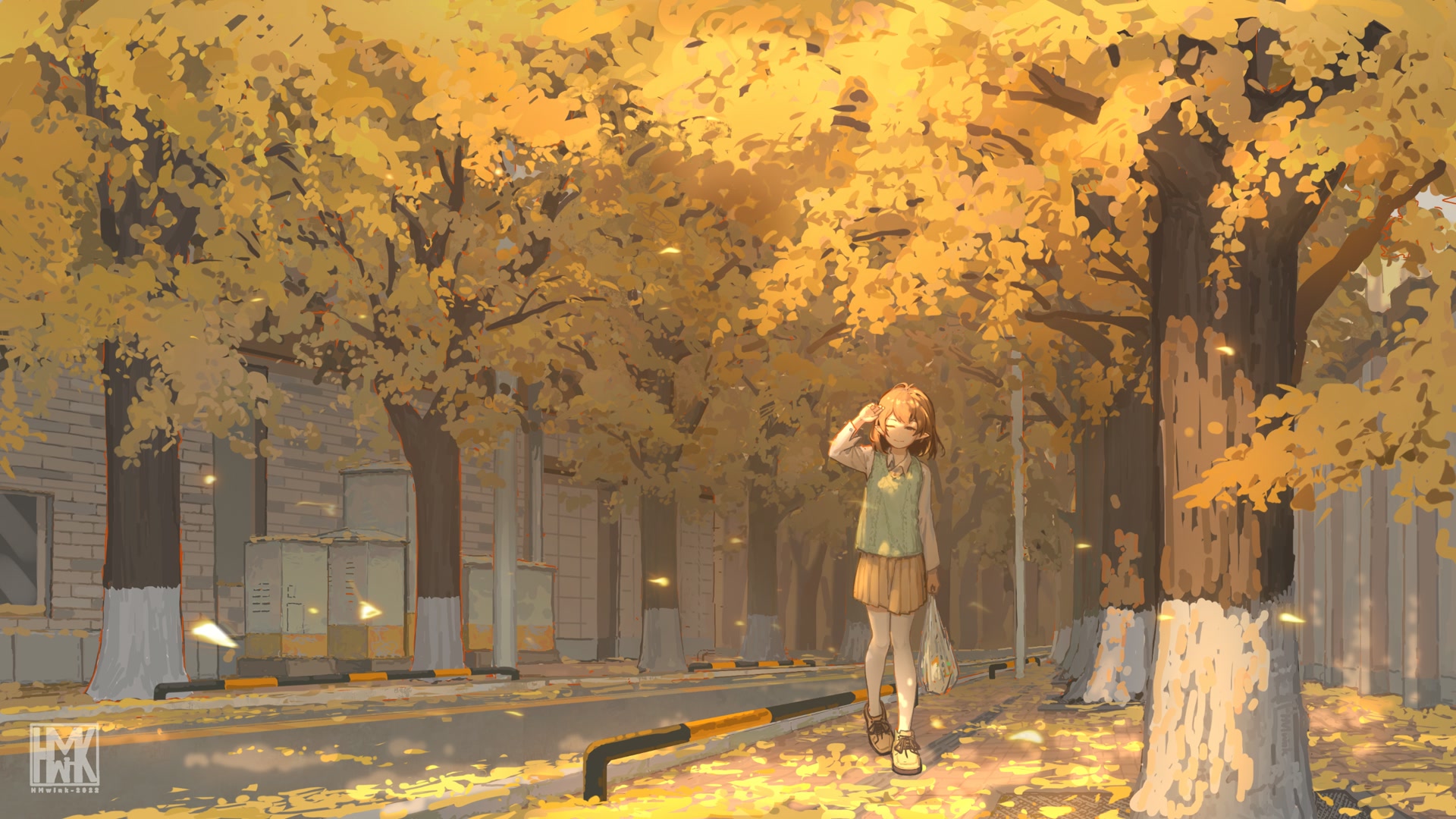 秋日银杏少女