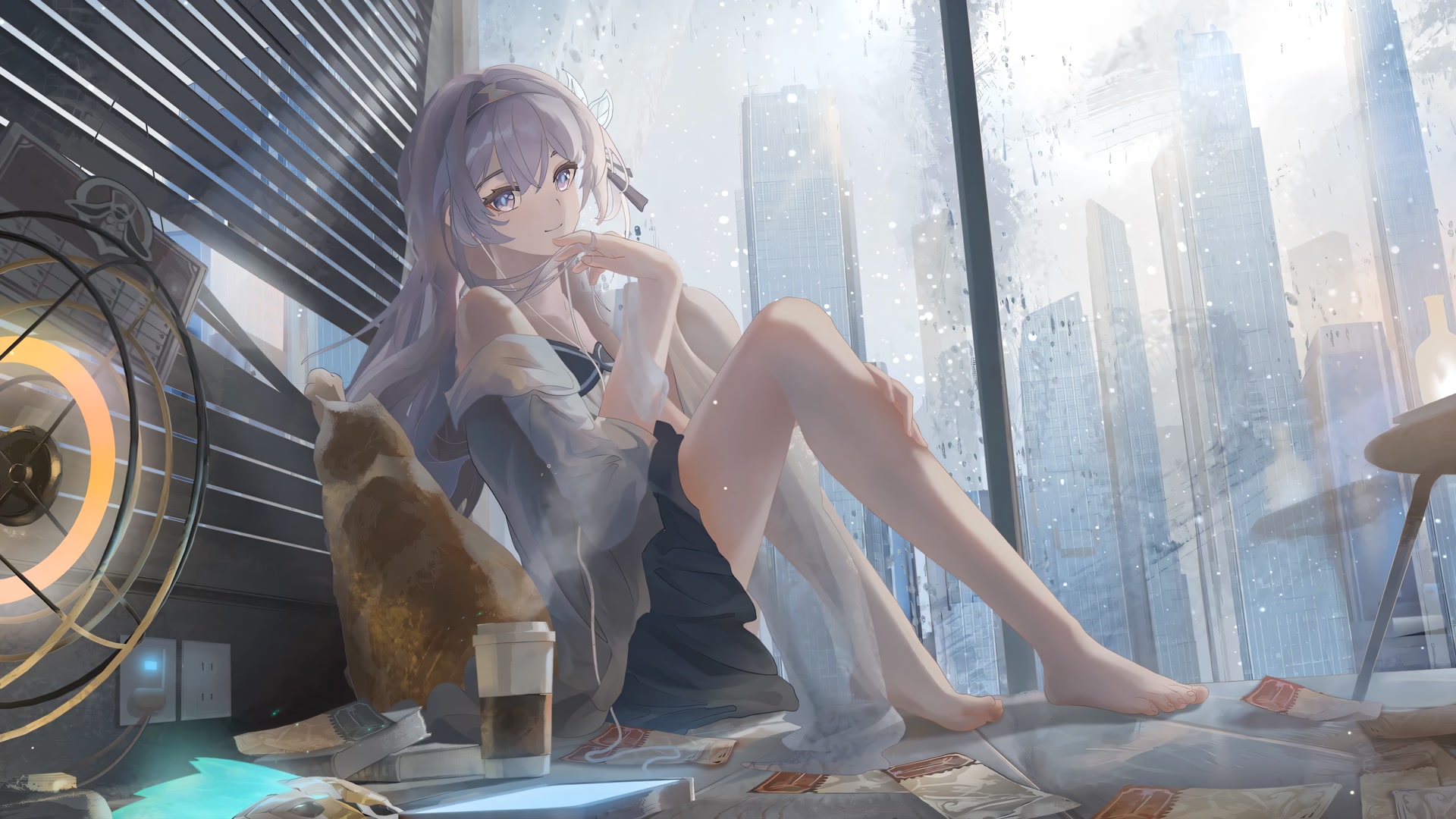 窗边少女与猫