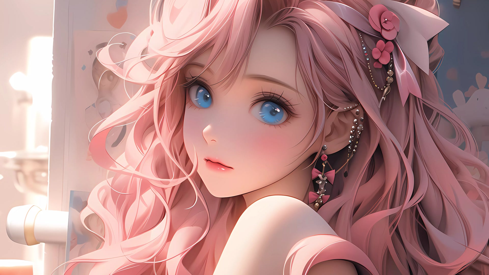 粉发蓝眼少女