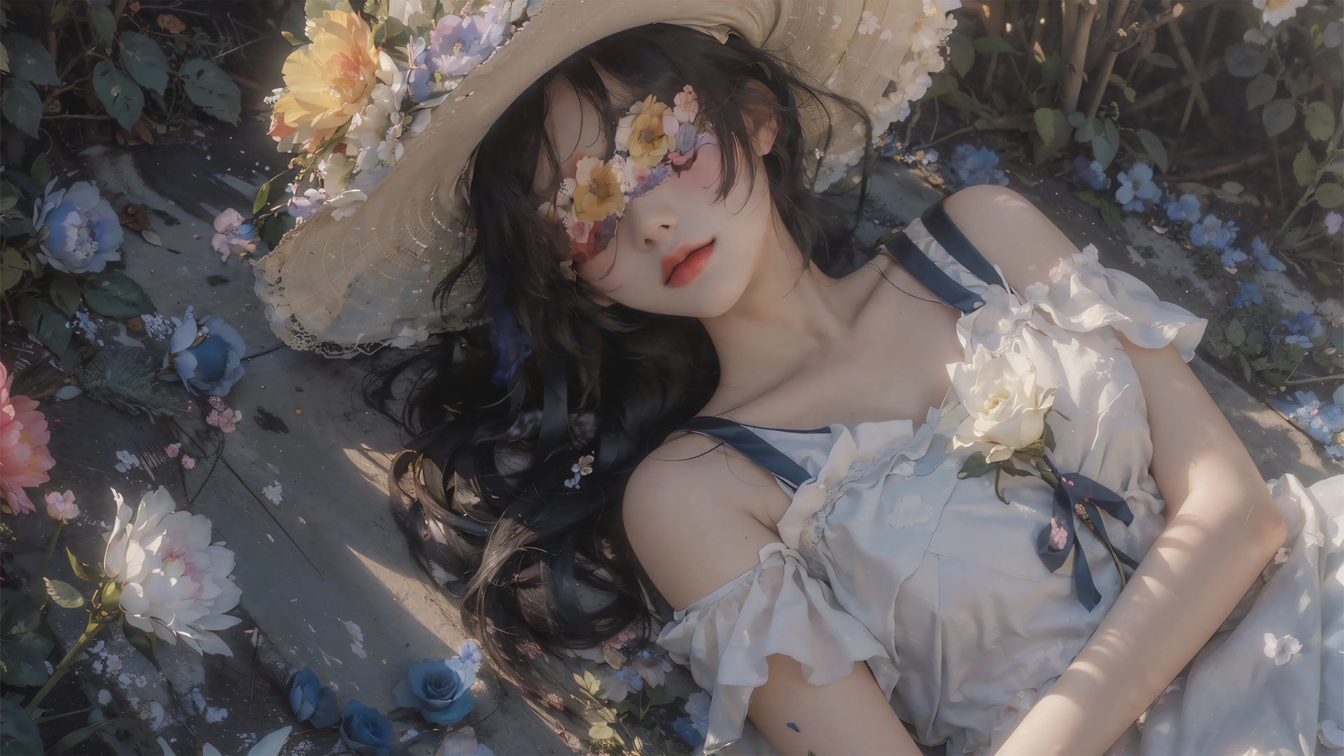 花丛中的少女