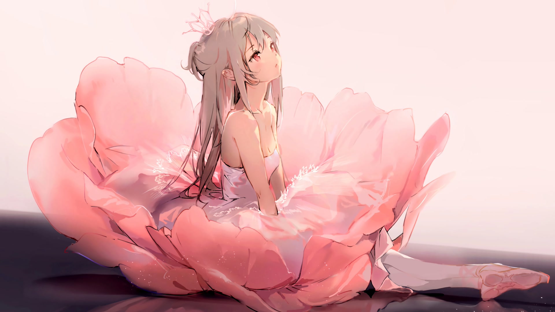 花中少女仰望