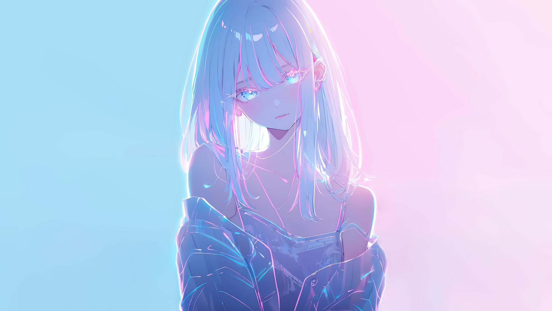 蓝发少女凝视