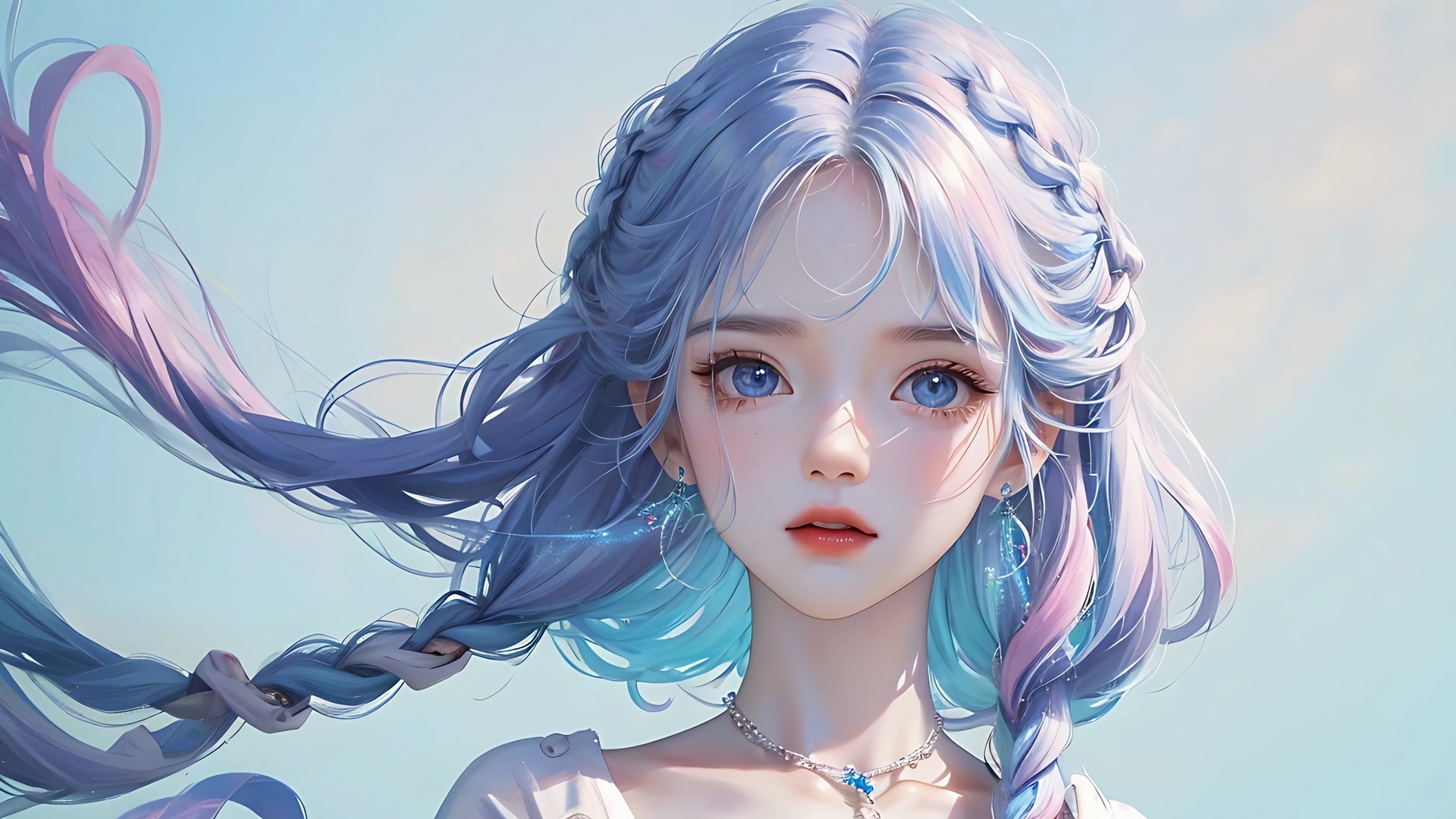 蓝发少女头像