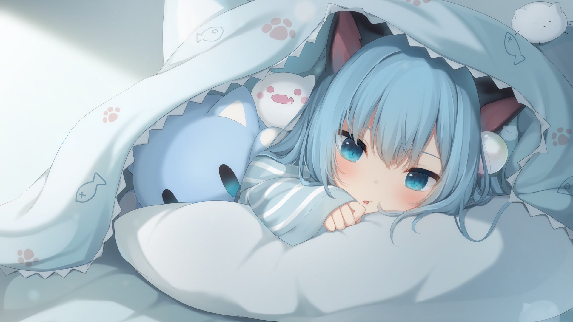 蓝发猫耳少女