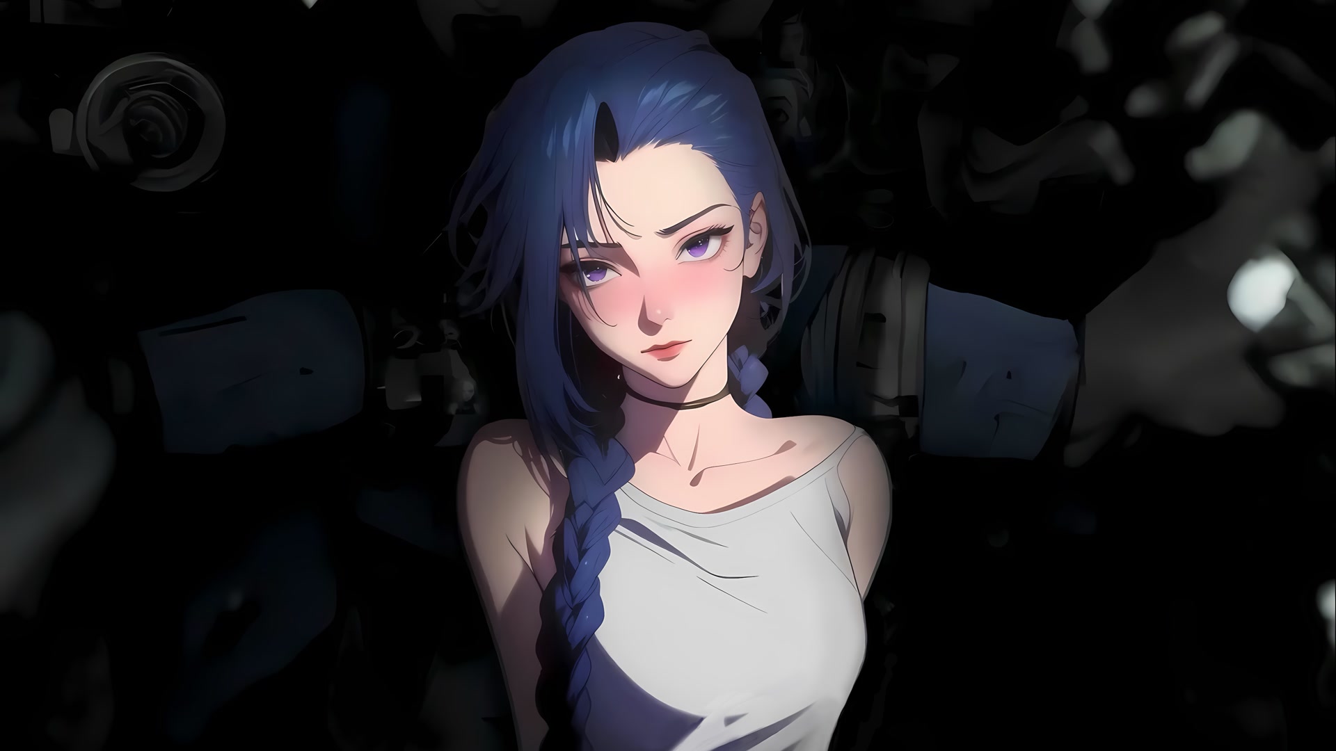 蓝发紫瞳少女
