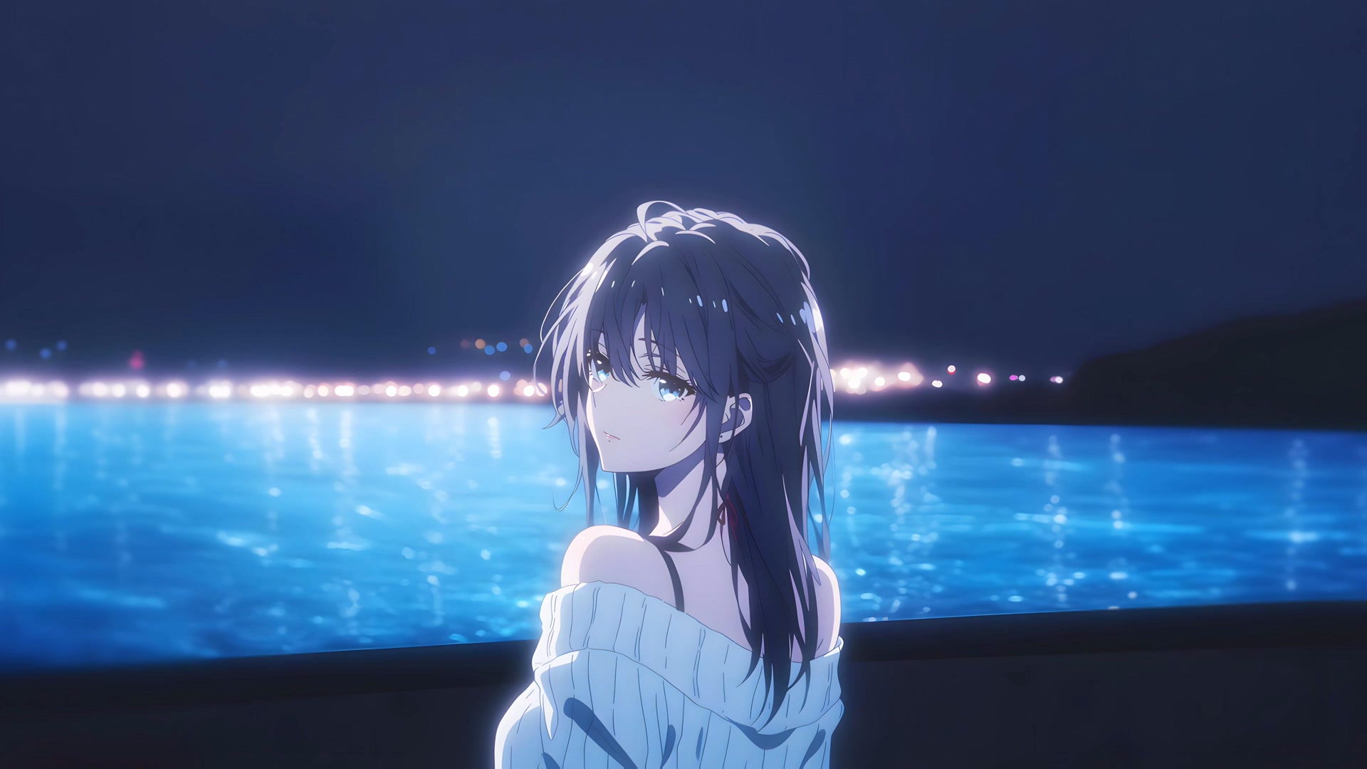 蓝夜回眸少女