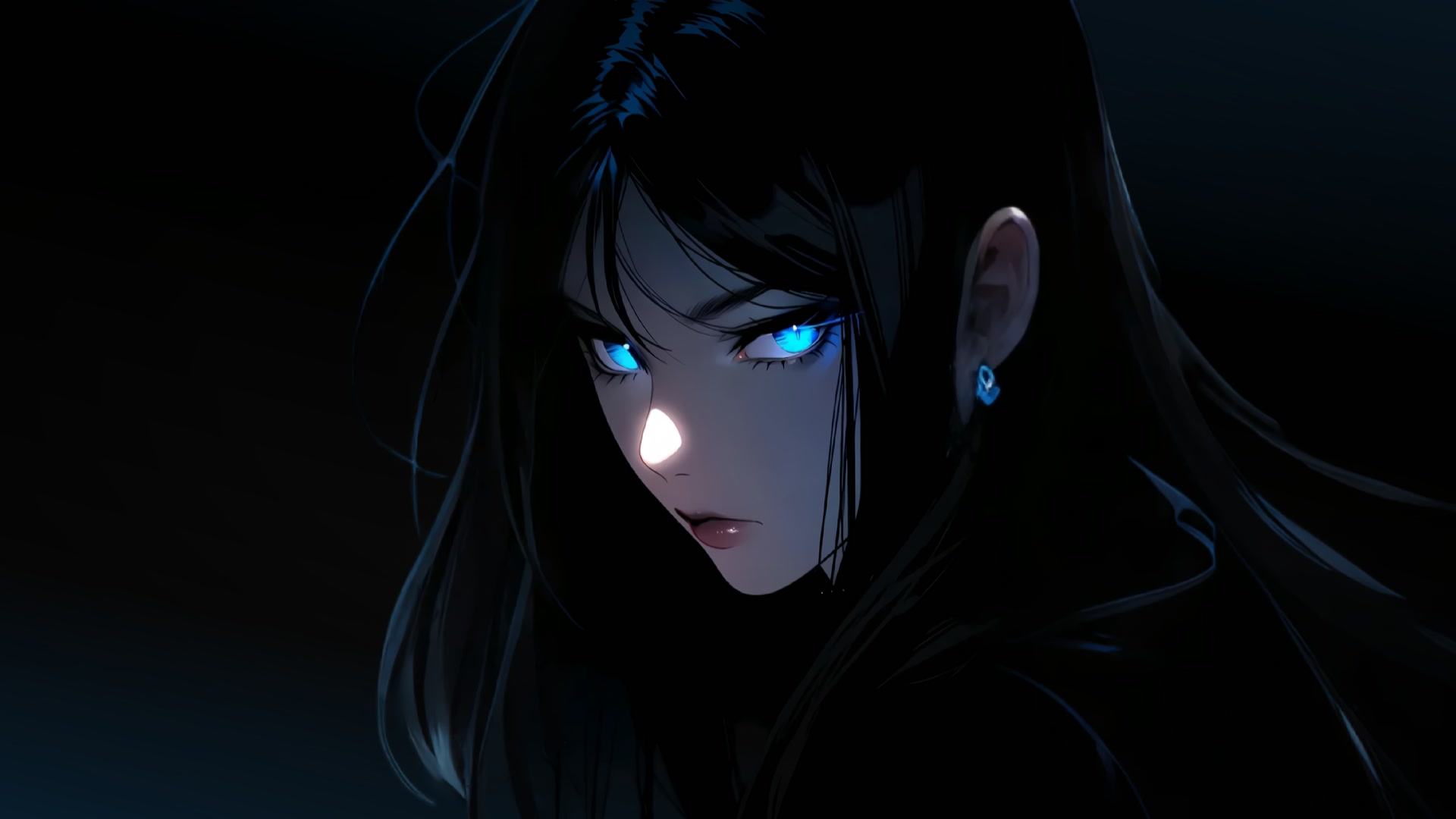 蓝眸黑发少女