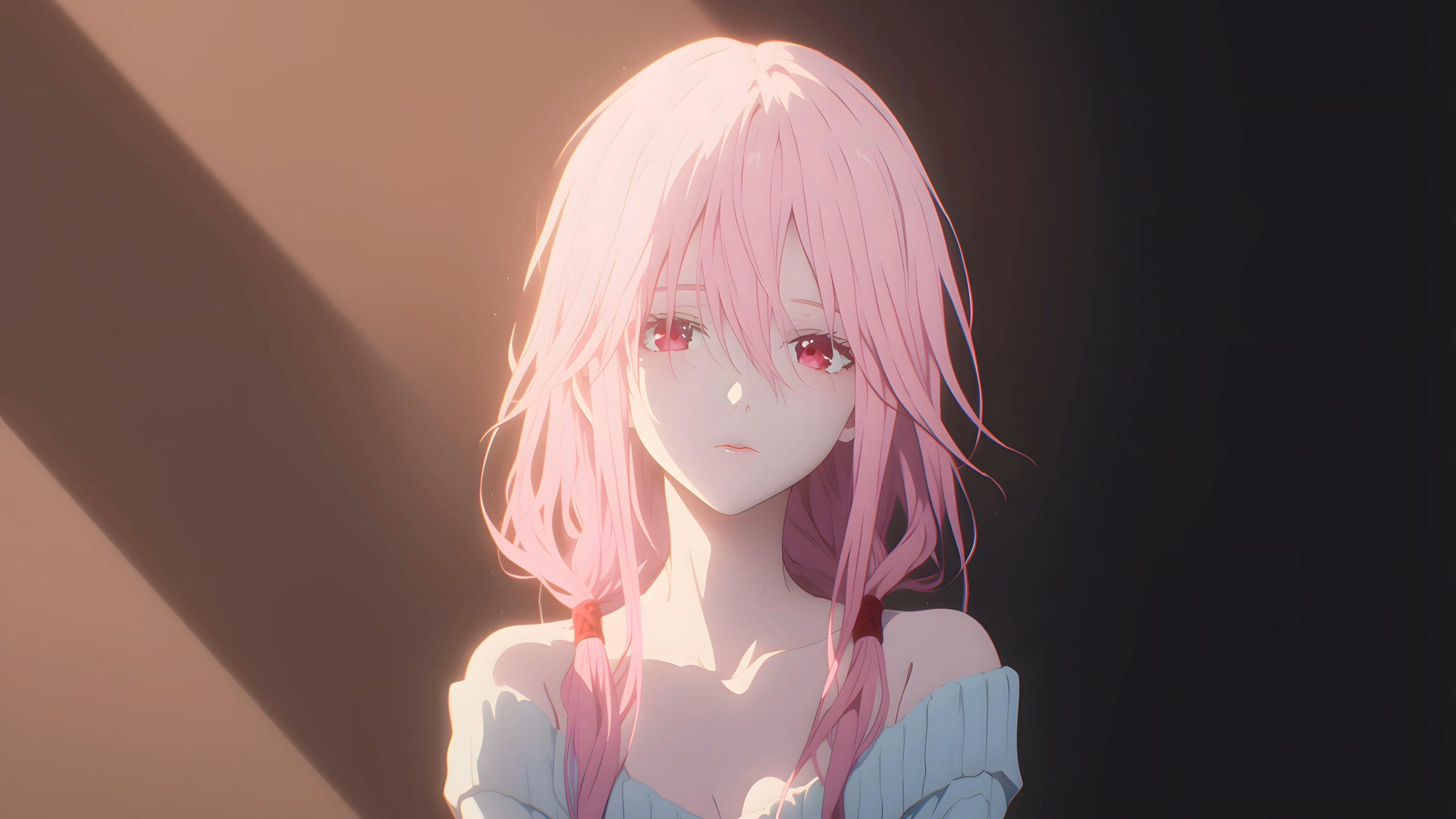逆光粉发少女