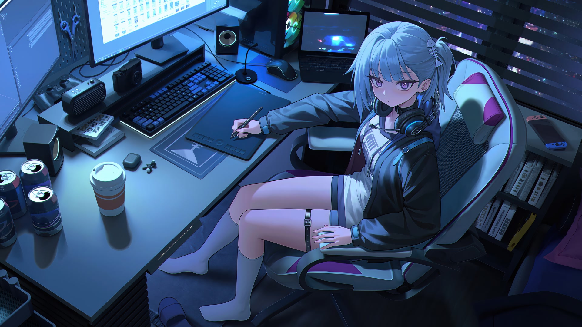 银发少女绘图