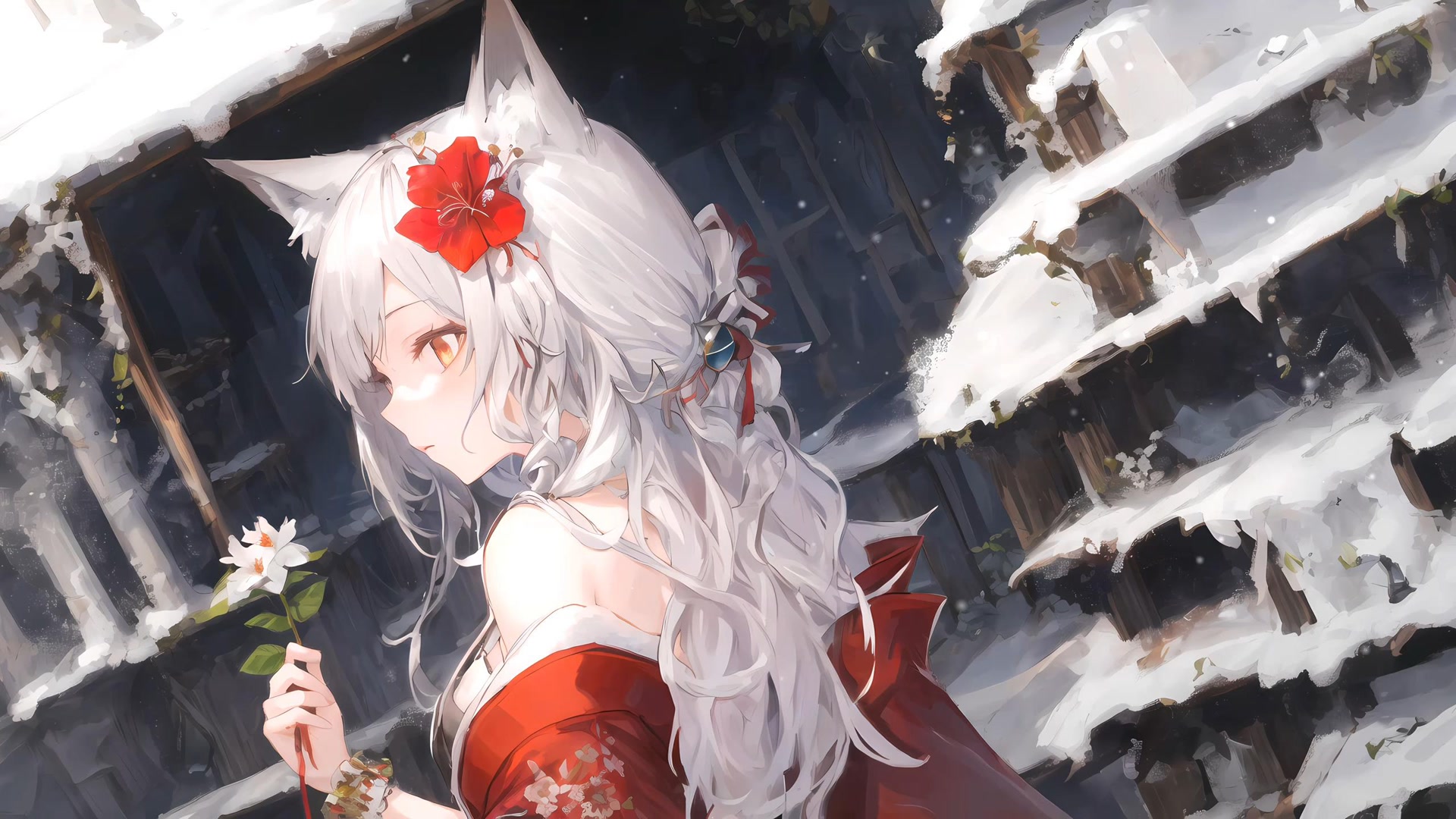 雪中狐耳少女