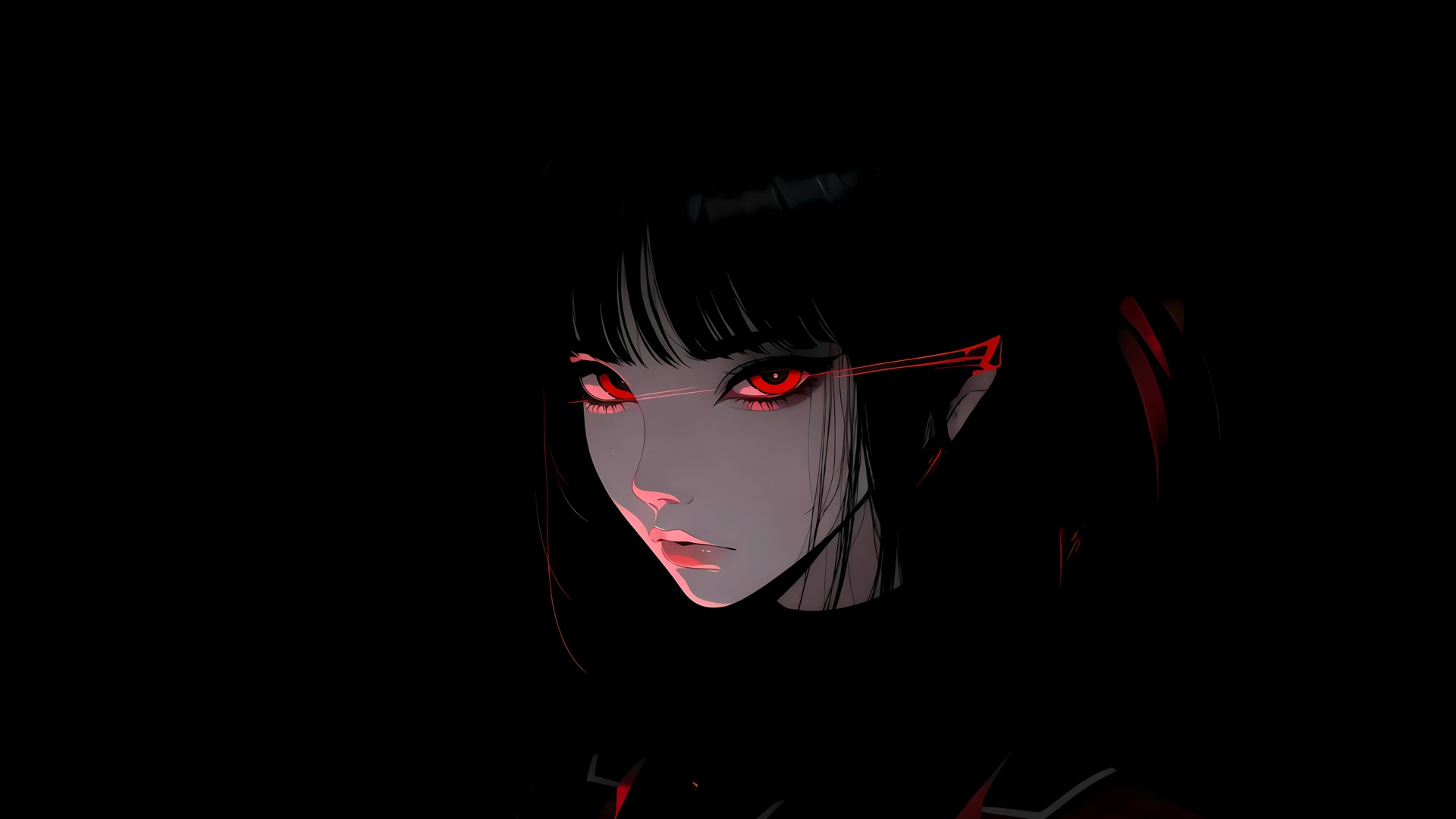 黑发红瞳少女