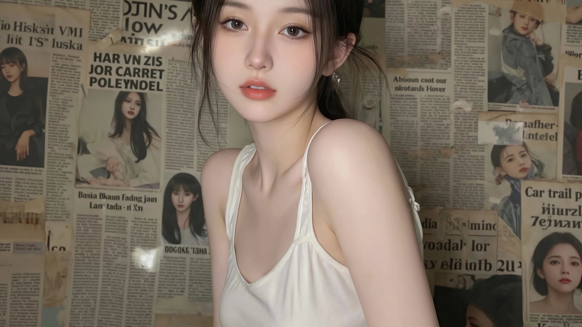 白裙少女肖像