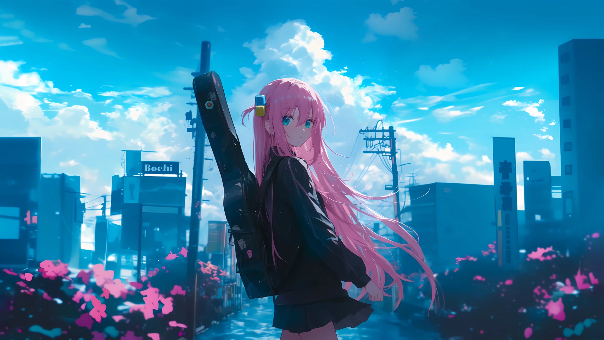 粉发少女背吉