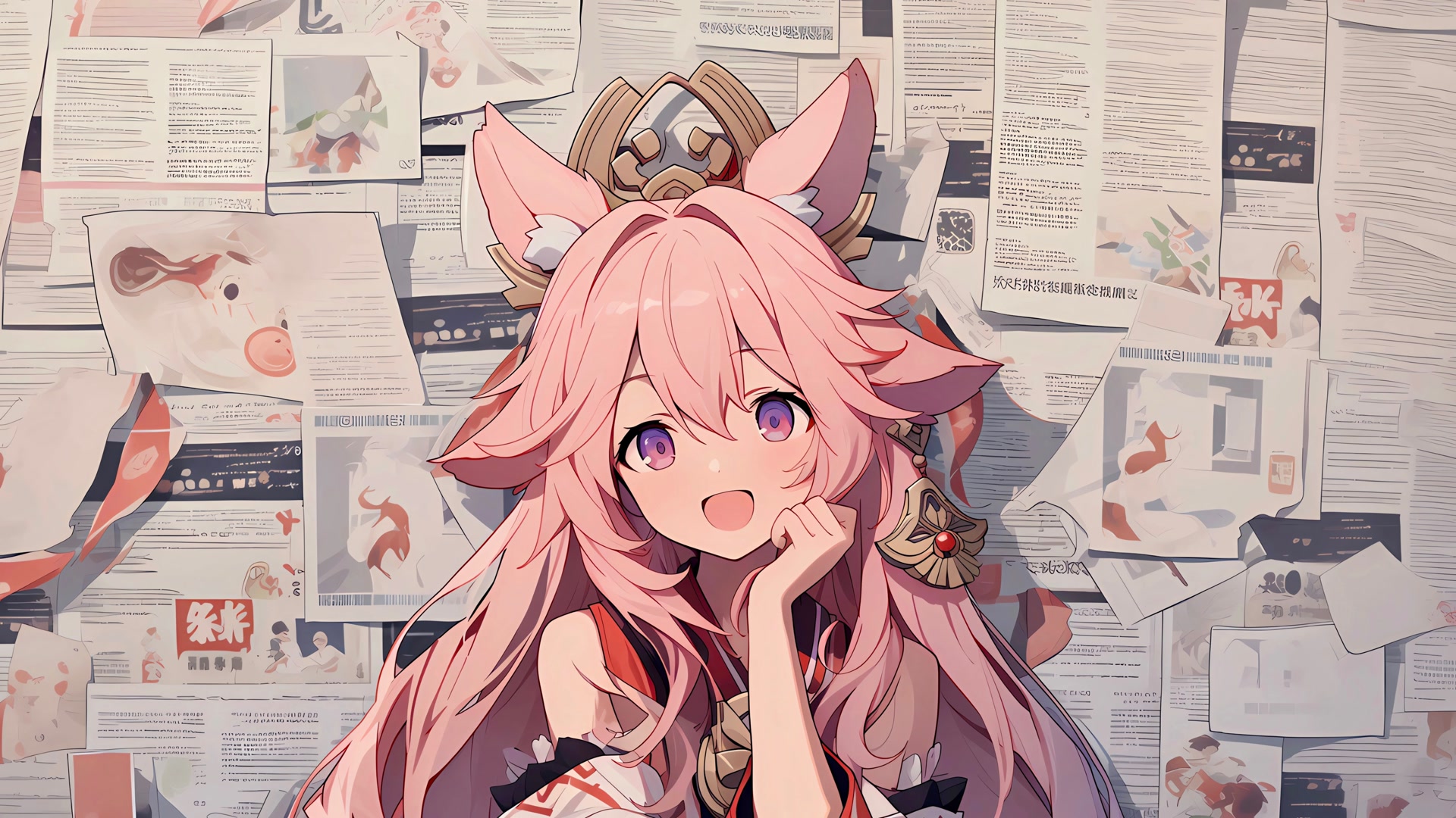 粉发狐耳少女