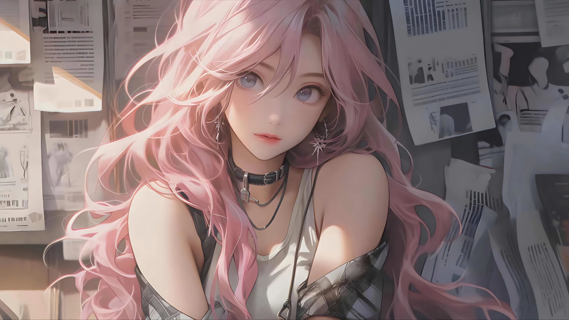 粉发紫瞳少女
