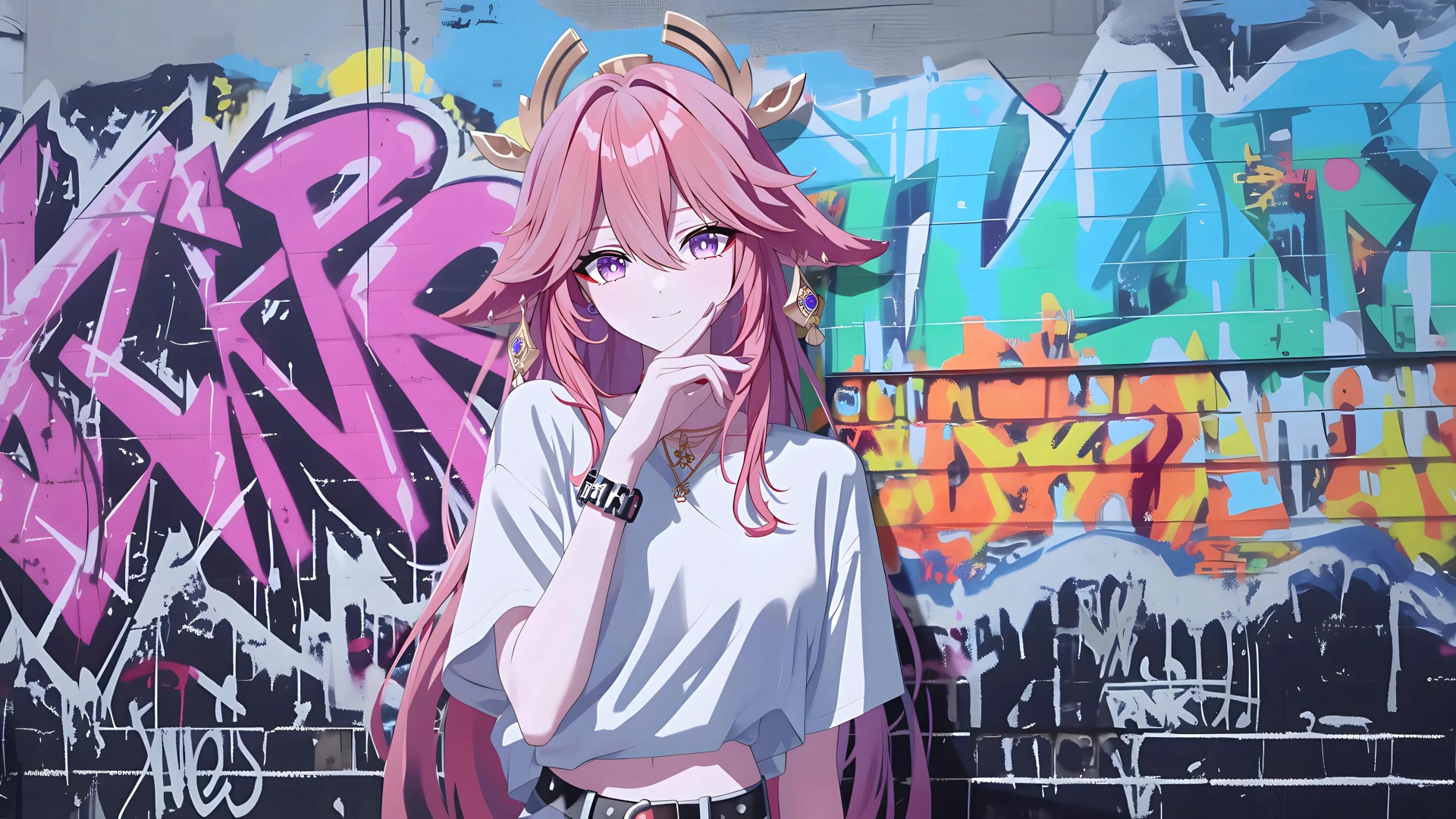 粉发紫瞳少女