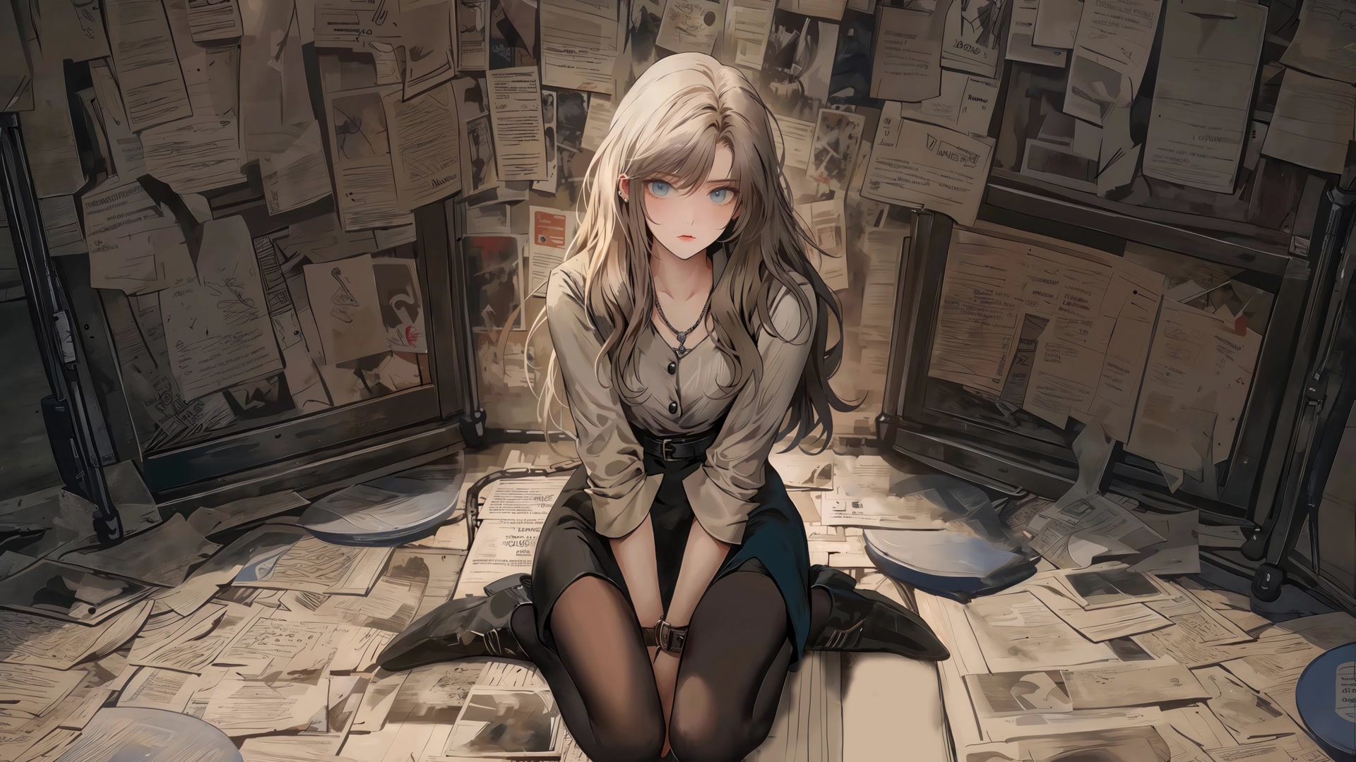 纸堆间的少女